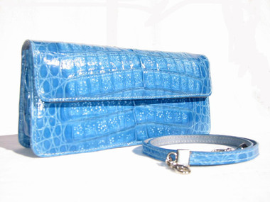 NEW 2007 BLUE Crocodile Skin CLUTCH Shoulder Bag - LAI!