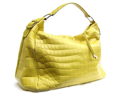XL 19 x 11 Bright YELLOW Alligator Belly Skin Shoulder Bag Carry-On SATCHEL - Lambertson Truex