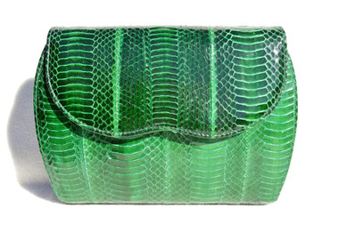 KELLY GREEN 1980's-90's Cobra Snake Skin Clutch Shoulder CROSS BODY Bag - J. Renee