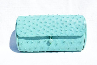 TURQUOISE 1950's-60's OSTRICH Skin CLUTCH Bag - KORET