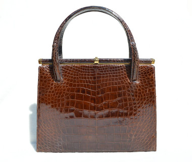 Timeless XL 1950's-1960's LUCILLE de PARIS Chocolate Alligator Bag