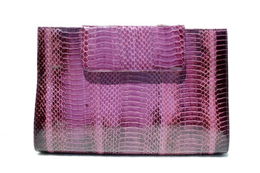 Ombre' PURPLE 1980's-90's Cobra Snake Skin Clutch Shoulder Bag - J. Renee