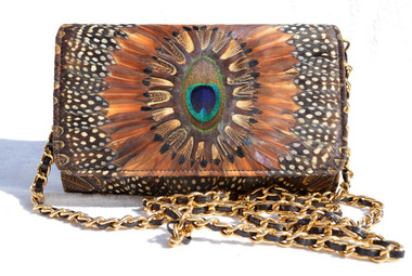 小物 Peacock Feather belt vintage 80s Vintage 80s Genuine Peacock Feather and Brown Leather Belt