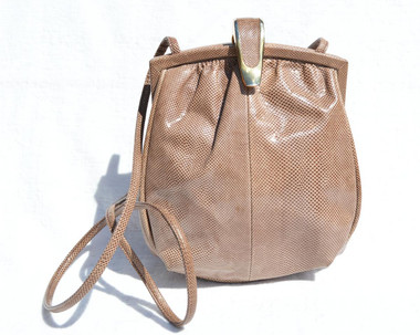 1980's TAN KARUNG Snake Skin Clutch Cross Body Shoulder Bag - SUSAN GAIL