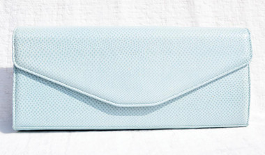 Baby BLUE 1980's-90's LAI Karung Snake Skin Clutch Shoulder Bag