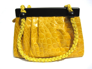 ASPEN GOLD YELLOW 2000's ALLIGATOR Belly Skin Shoulder Bag - SUAREZ