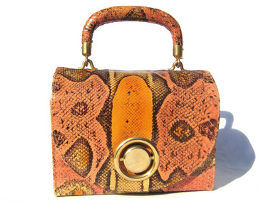 SACHA France 1950's-60's Dyed BOA Snake Skin "LUNCHBOX" Purse