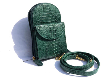 Eileen Kramer 1990's GREEN Hornback CROCODILE Crossbody Bag