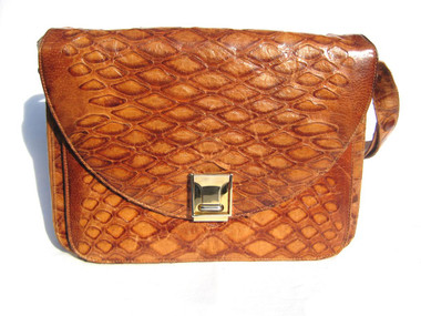 RARE Cognac 1960's  Anteater Pangolin Skin Shoulder Bag - LORENZI