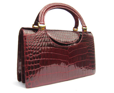 XL OXBLOOD RED 1990's ALLIGATOR Belly Skin Handbag - BALLY!