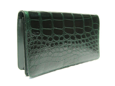 EMERALD GREEN 1990's-2000's Alligator Belly Skin Clutch Shoulder Bag - Saks Fifth Avenue