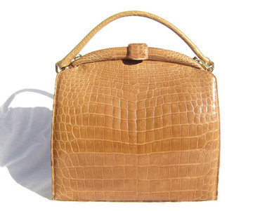 Versatile Light TAN 1960's LUCILLE de PARIS Alligator Belly Skin SHOULDER Bag Handbag
