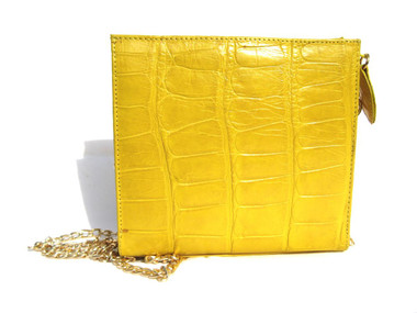 Mini YELLOW 2000's Handmade MAXIMA Alligator Belly Skin CROSS Body Shoulder Bag