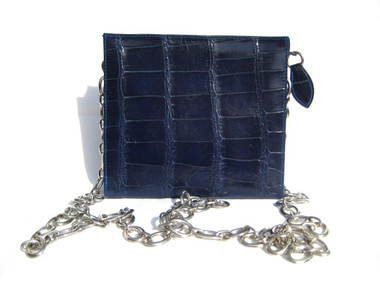 Mini ROYAL BLUE 2000's Handmade MAXIMA Alligator Belly Skin CROSS Body Shoulder Bag
