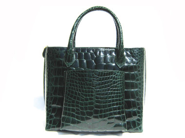 Remarkable GREEN 14 x 11 ALLIGATOR Belly Skin Handbag Shoulder Bag - MAXIMA
