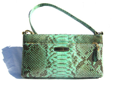 SUAREZ 1990's TURQUOISE Green Snake Skin Shoulder Bag