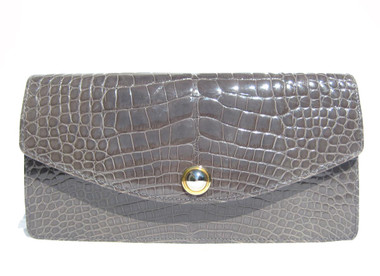 SUAREZ Gray Early 2000's Alligator Belly Skin CLUTCH Shoulder Bag - ITALY