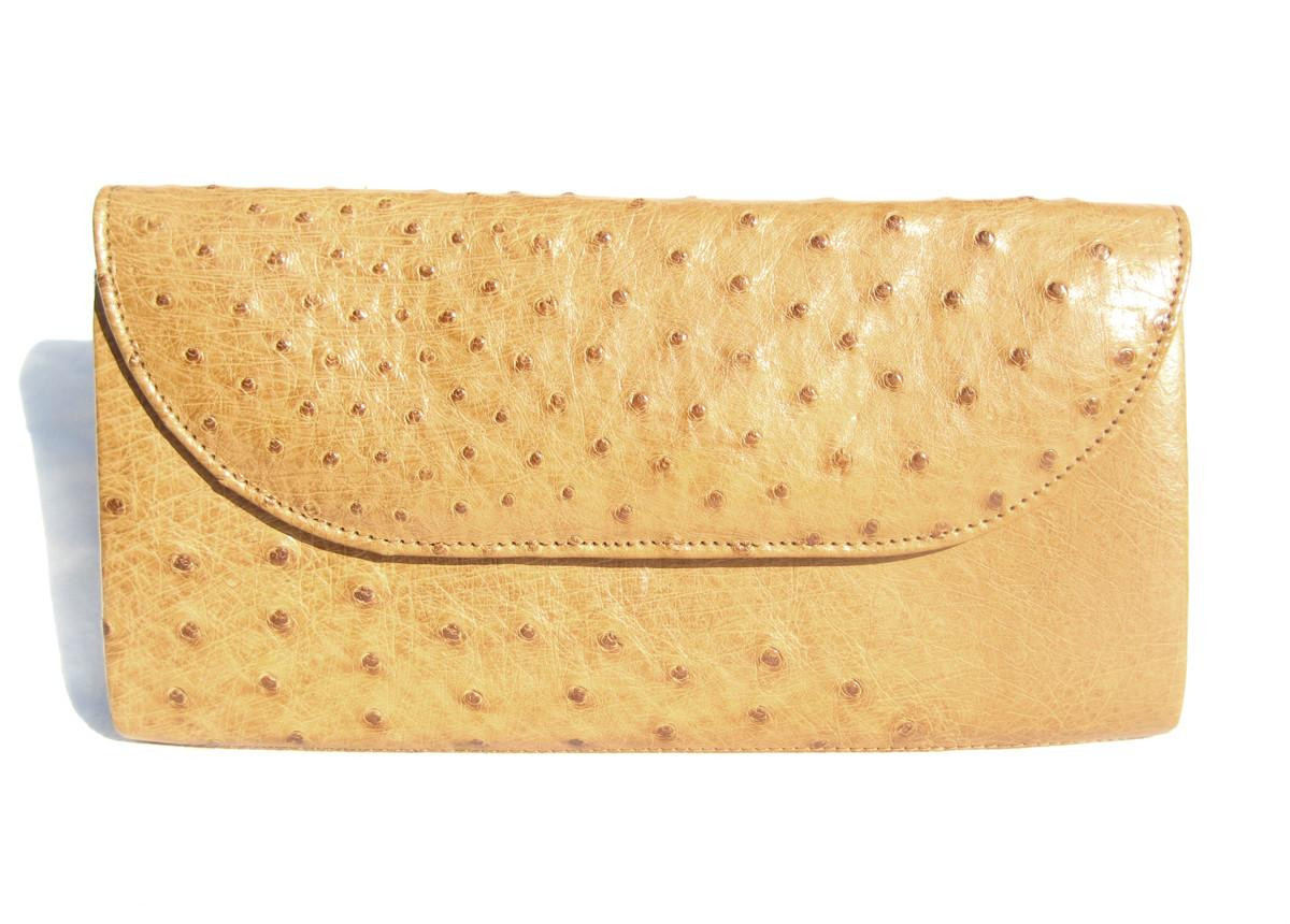 Dijon Mustard Yellow 1980's Ostrich Skin Clutch Bag - CORBEAU Curio