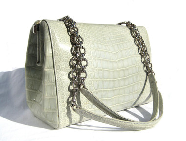 Early 2000's MINT Green Alligator Belly Skin Handbag Shoulder Bag SATCHEL - SUAREZ