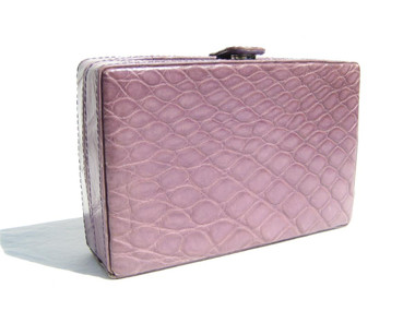 Beautiful LILAC Purple 2000's ALLIGATOR Skin Clutch Evening Bag Wallet - MAXIMA