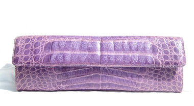 LILAC Purple 1990's-2000's LAI CROCODILE Skin Clutch Shoulder Bag