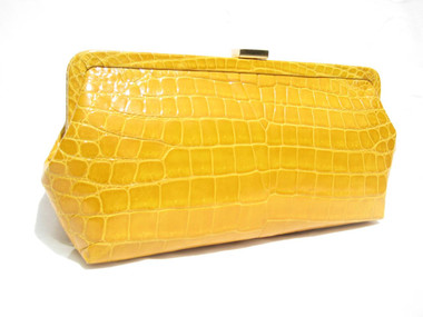 NEW 2000's YELLOW Alligator Belly Skin CLUTCH Shoulder Bag - CAPE COBRA