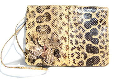 1980's ANACONDA Snake Skin CLUTCH Shoulder Bag - JUDITH LEIBER