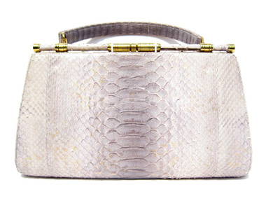 Metallic Taupe & Gray EILEEN KRAMER Early 2000's PYTHON Snake Skin Clutch Handba