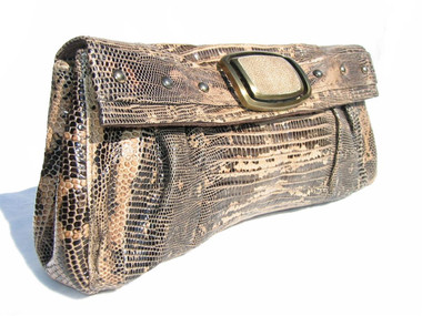 Stunning 1990's R & Y AUGOUSTI Ring Lizard Skin CLUTCH Bag