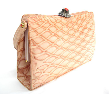 SUPER RARE Fabulous PEACH 1950's-60's KORET Anteater Skin Handbag