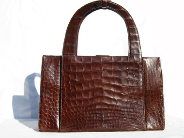 Structured KORET 1950's-60's Chocolate Alligator Belly Handbag