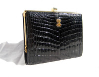 1990's Black CROCODILE Porosus Belly Skin Wallet & Change Purse