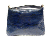 LANCEL  1980's-90's NAVY BLUE Cobra Snake Skin Shoulder Cross Body Bag