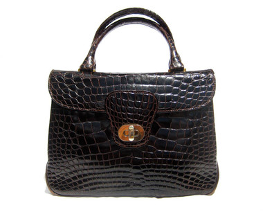 Stunning Early 2000's BALLY Chocolate Brown Alligator Belly Skin Handbag Shoulde