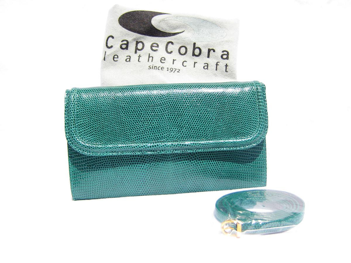 GREEN 2010's CAPE COBRA LIZARD Skin Clutch Shoulder Bag
