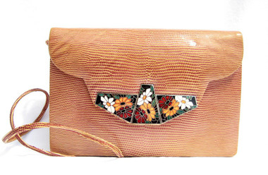 Fabulous Salmon PINK 1950's-60's LaJeunesse Karung Snake Skin Handbag
