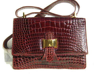 Early 2000's OXBLOOD Red SUAREZ Alligator Belly Skin Shoulder Bag