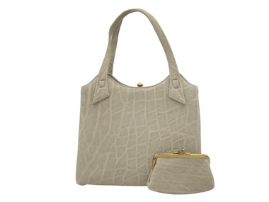 Late 1990's BONE Taupe BUFFALO Skin Handbag with Coin Purse - CAPE COBRA