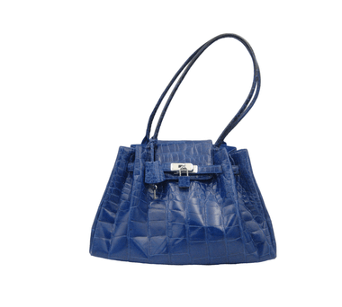 Outstanding 2000's ELECTRIC BLUE Alligator Skin Handbag - KRAMER