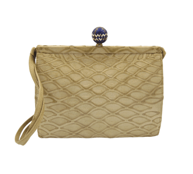 Lt. Sage Green JACOMO - 1960's ANTEATER Skin Evening Bag with Blue Enamel Balloon Clasp!