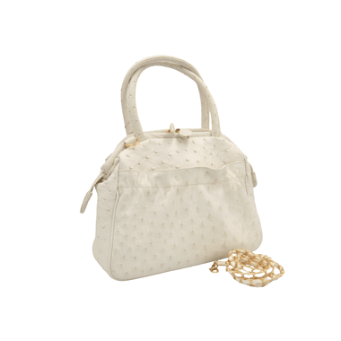 Early 2000's EILEEN KRAMER Winter White OSTRICH Skin Handbag Shoulder Bag