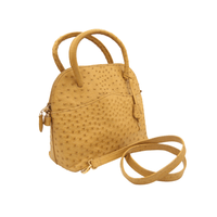  Early 2000's MAXIMA British TAN 13 x 9 BOLIDE Style British TAN Ostrich Skin Handbag Shoulder Bag 