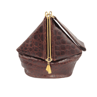  Art Deco Style 1940's Brown ALLIGATOR Skin Wristlet Purse! 