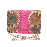  Gorgeous Chanel-Style Early 2000's Pink, Green & Tan PYTHON Skin Shoulder Cross Body Bag 