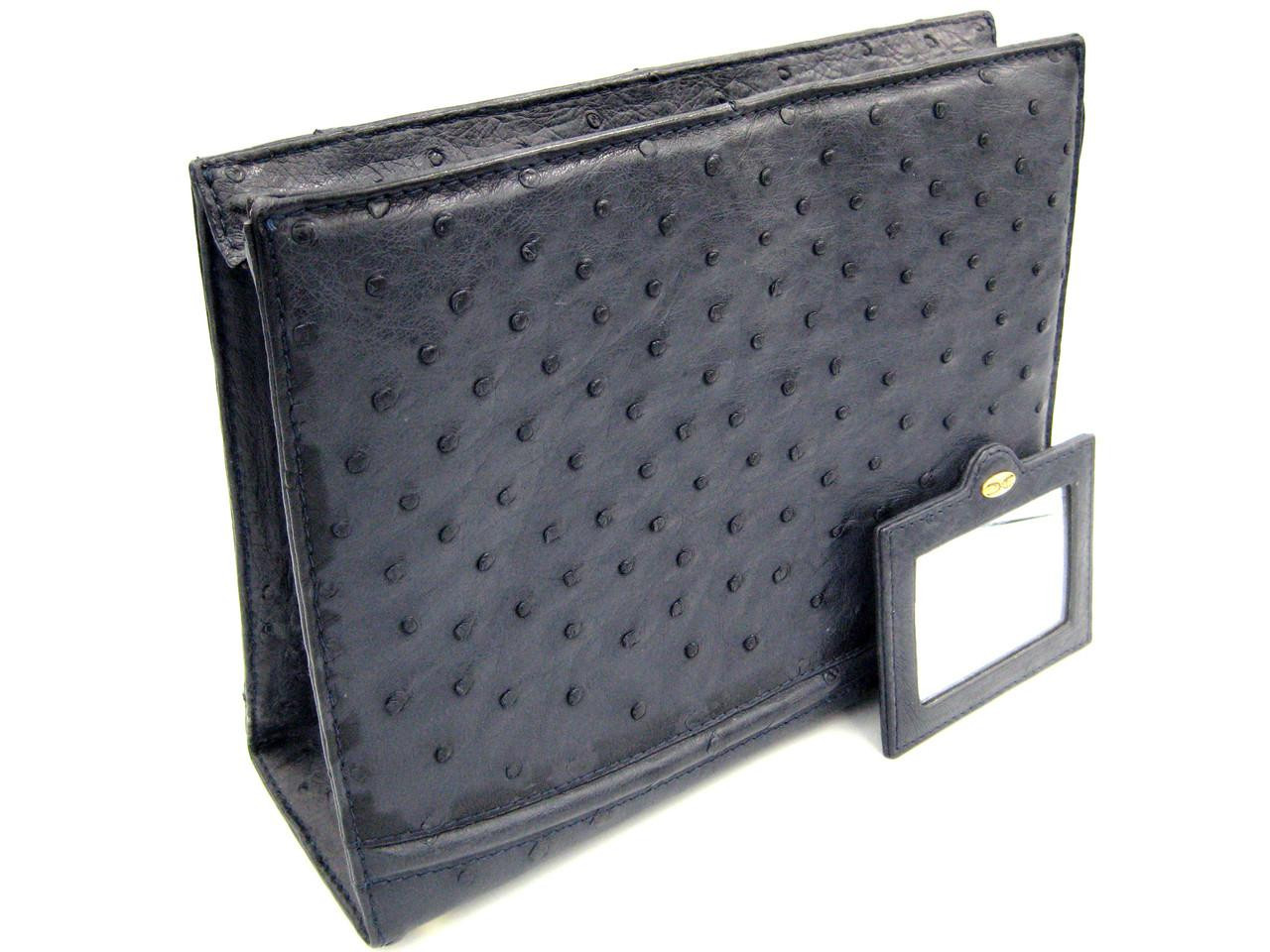 NAVY Blue 1990's OSTRICH Skin CLUTCH Bag - HANDBAG GALLERY