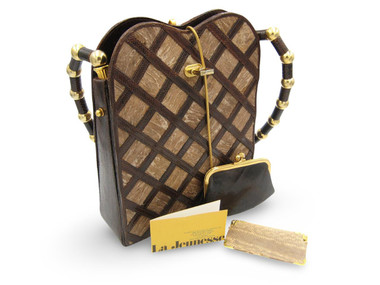 XL 1970's Moleskin and Snakeskin Shoulder Bag - LA JEUNESSE