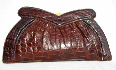 HUGE 15" 1940's DEITSCH? Deco ALLIGATOR Skin Clutch Purse