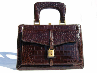 Outstanding ROSENFELD 1950'-60's Chocolate ALLIGATOR Skin Handbag
