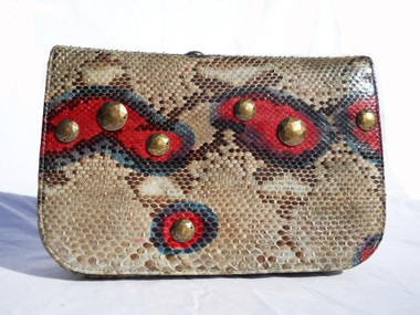 Custom Pastel Python Snake Skin Clutch Shoulder Bag - VARON