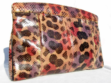 VARON 1970's-80's Pastel ANACONDA Snake Skin CLUTCH Bag